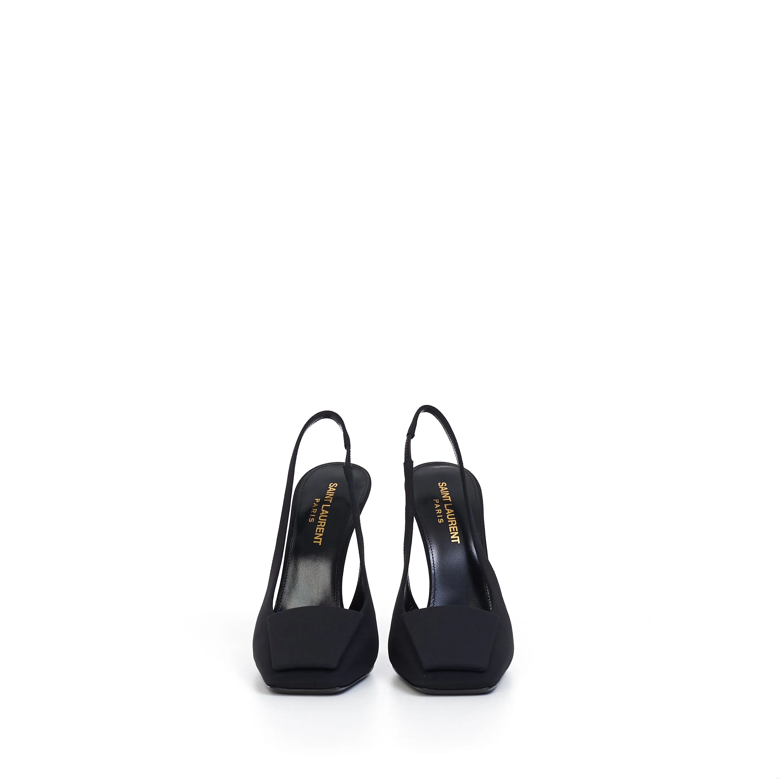 Maxine Slingback Pumps In Black Silk & Leather