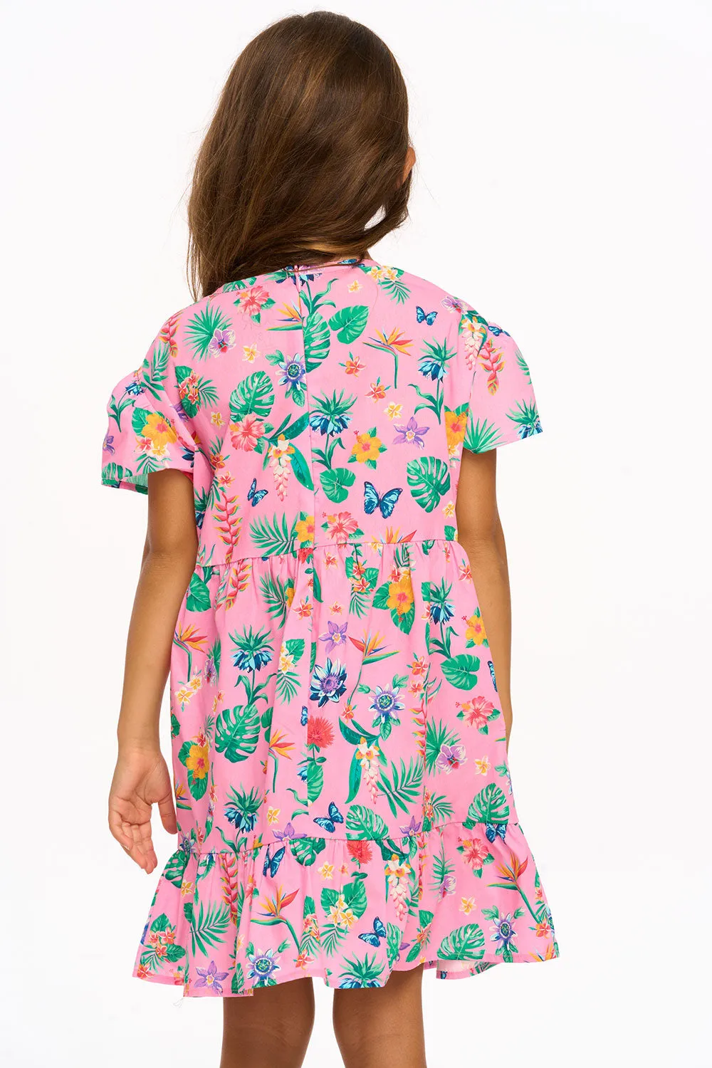 Niki Tropical Floral Short Sleeve Dress - Pink Lemonade