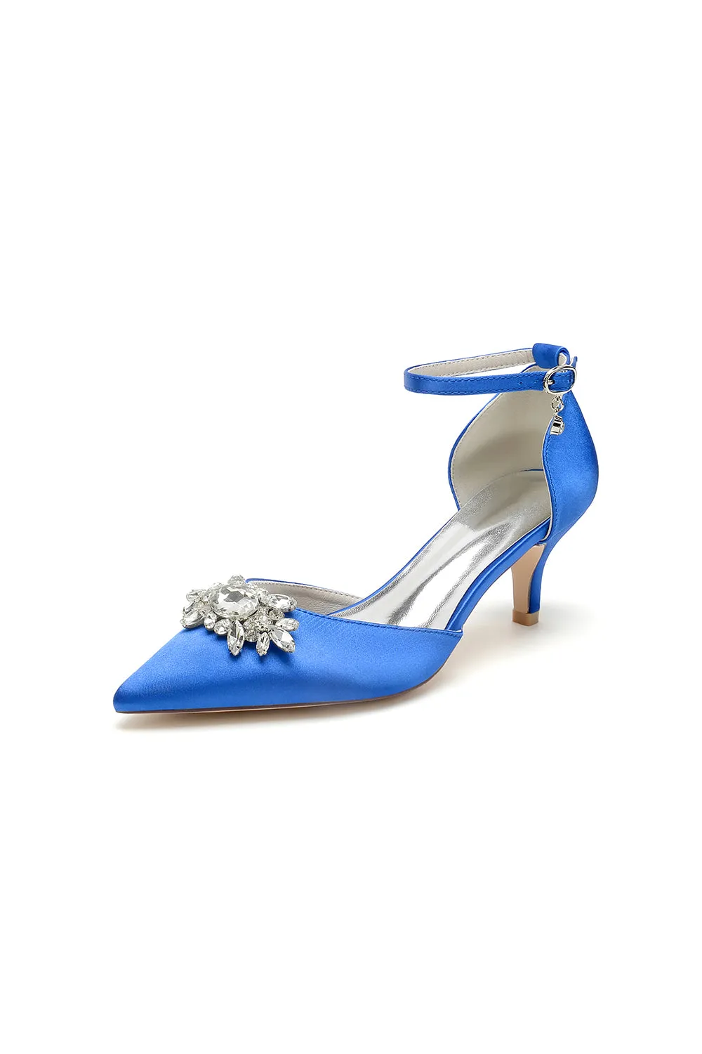 Pointed Toe Rhinestone Kitten Heels