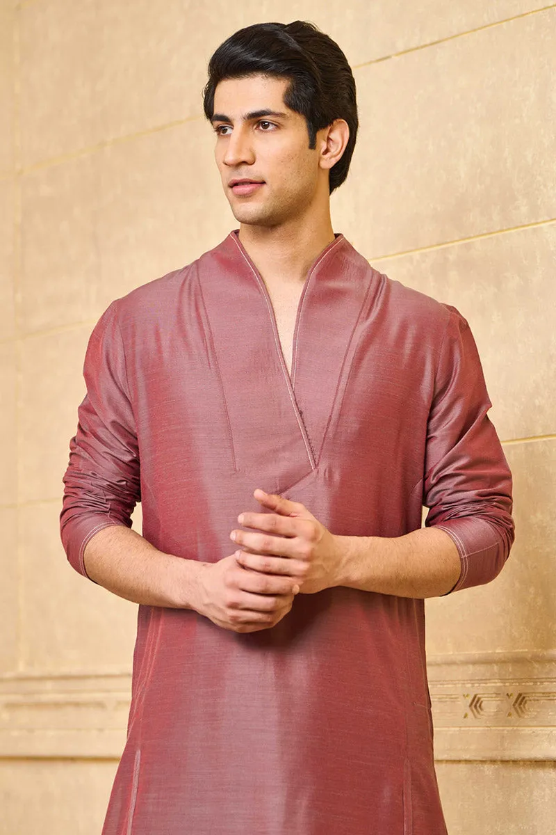 Purple Kurta Set With Asymmetrical Neck