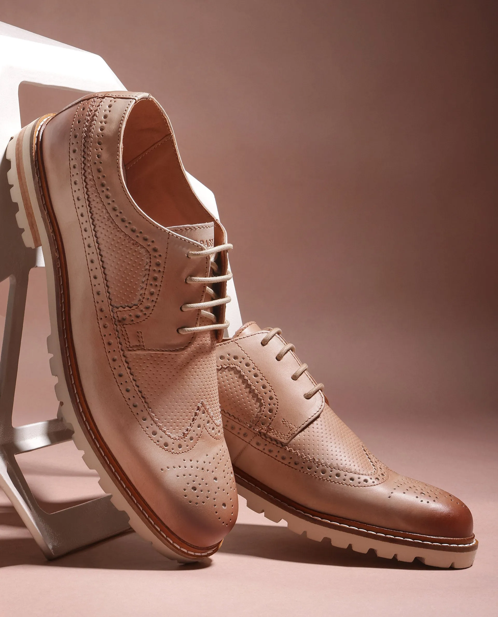 Rare Rabbit Men Brox Tan Lace-Up Shoes