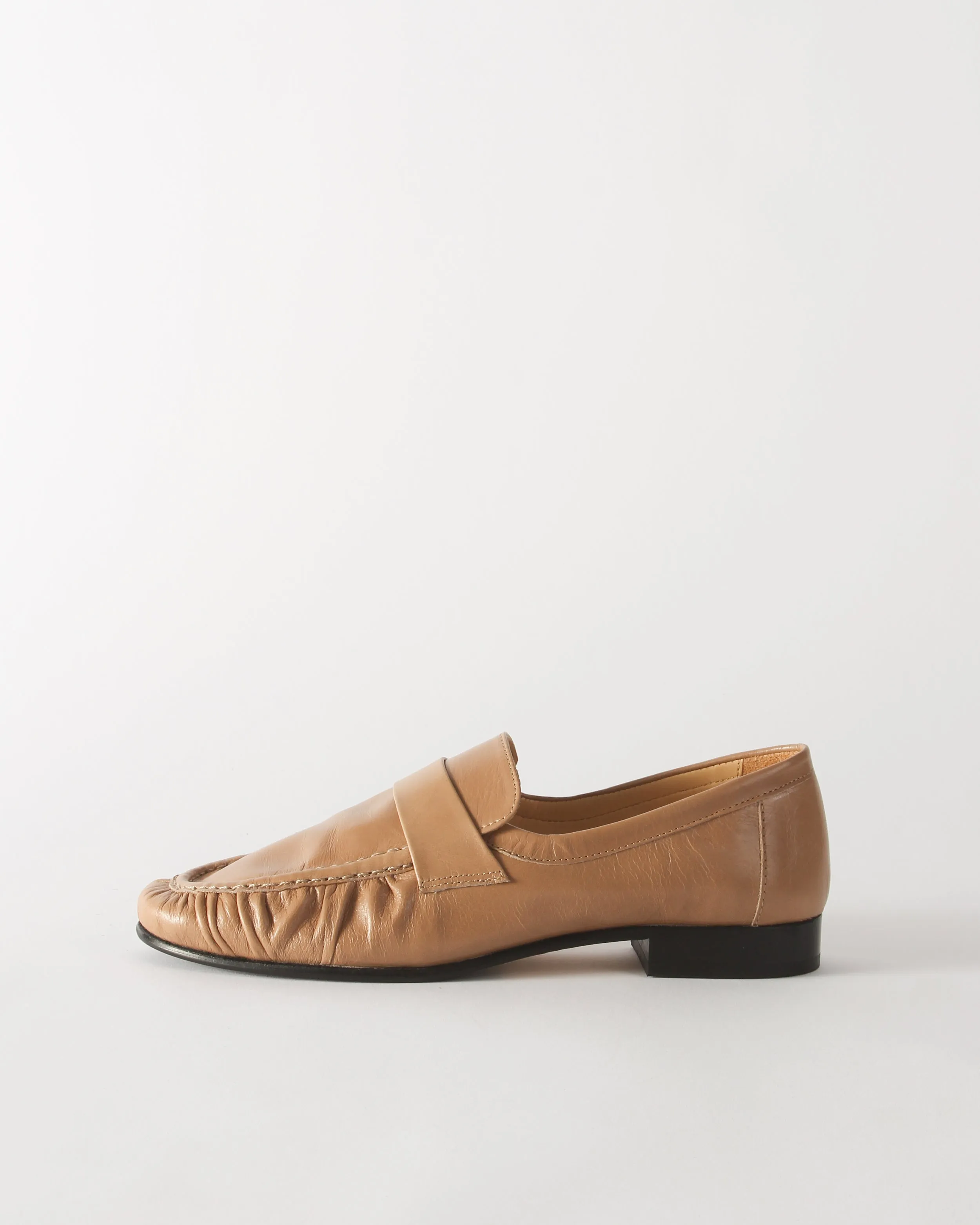 Ruched Loafer Leather Miele