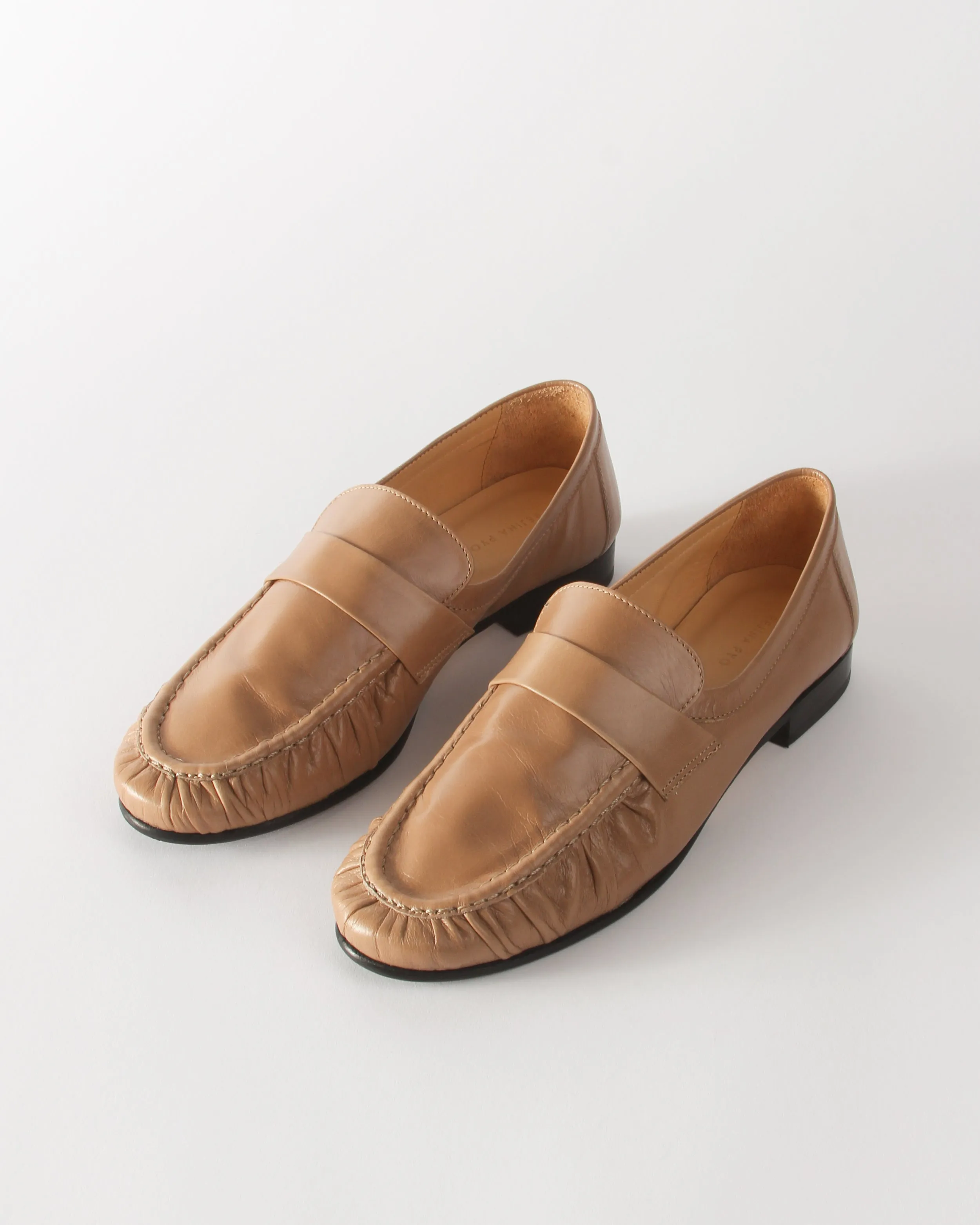 Ruched Loafer Leather Miele