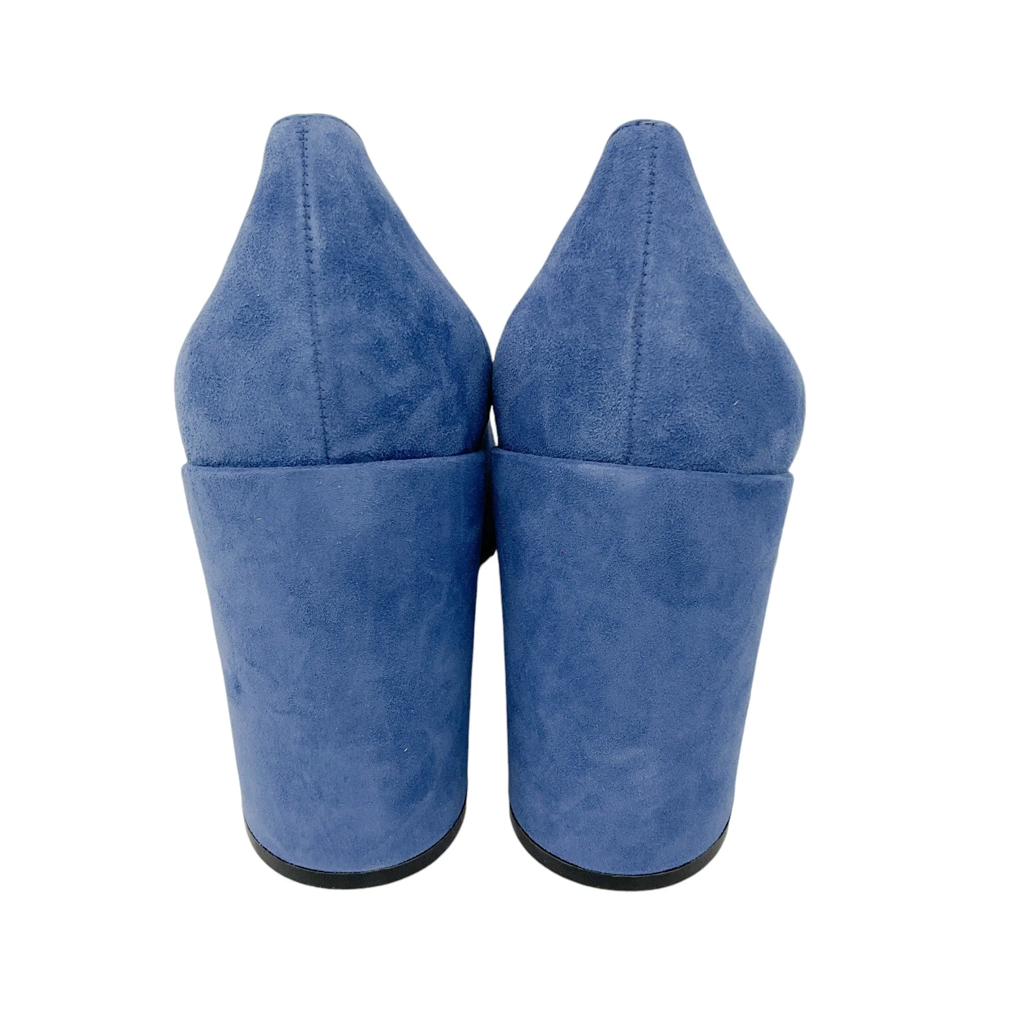 Salvatore Ferragamo Blue Round Toe Suede Pumps