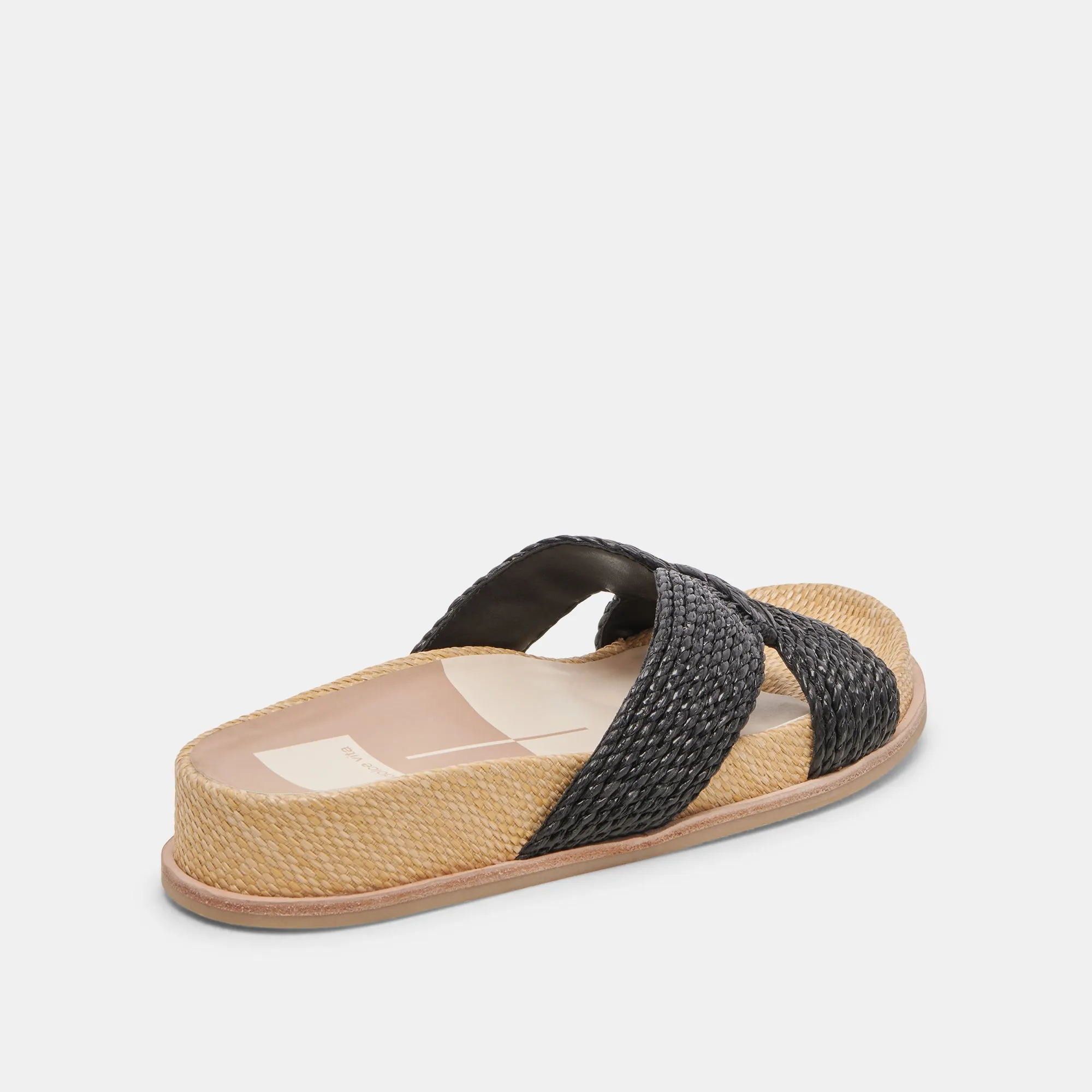 SELDA WIDE SANDALS ONYX RAFFIA