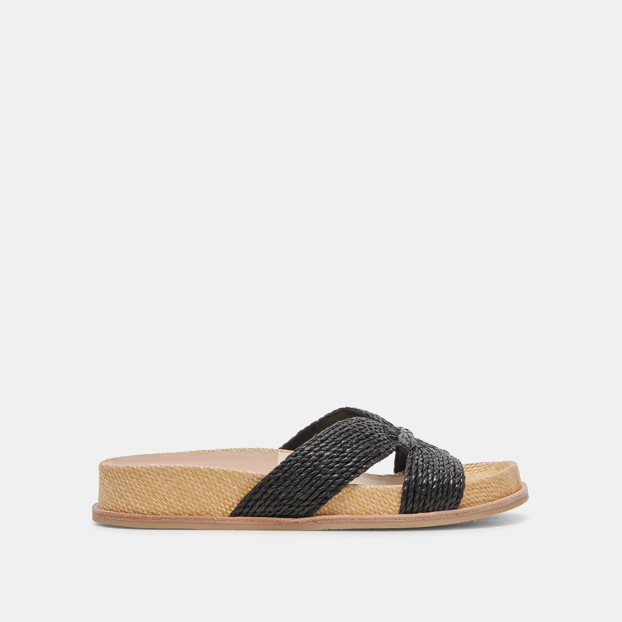 SELDA WIDE SANDALS ONYX RAFFIA