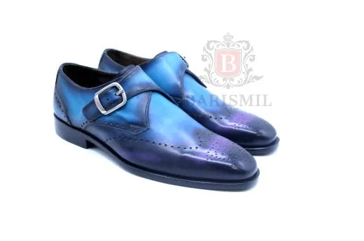 Smith II - Blue Patina Single Monk Shoes