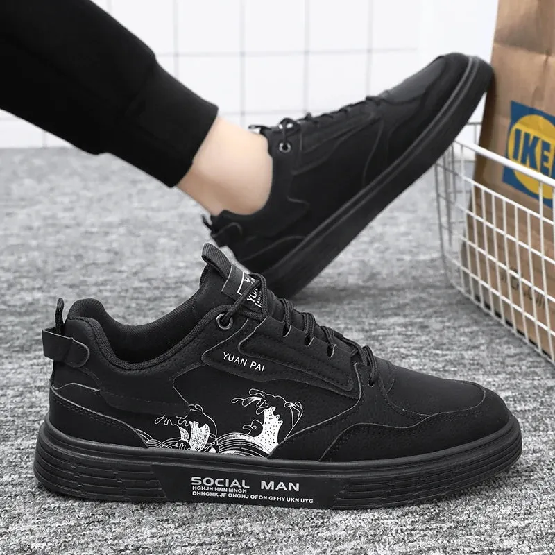 Sohiwoo Autumn Winter New Men Casual Sports Shoes Anti Slip Wear Resistant Soft Comfortable Trendy Versatile Printed Board Shoes