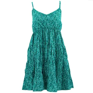 Tier Drop Summer Dress - Delicate Teal Flower