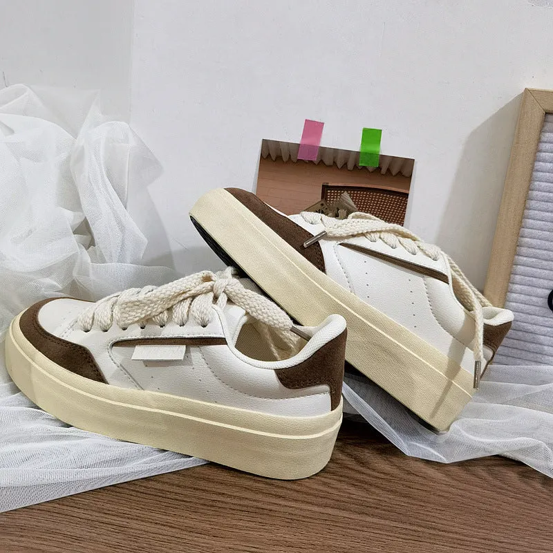 Versatile Milk Tea Color Round Toe Canvas Shoes