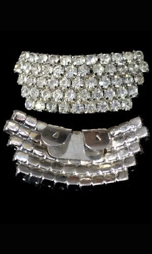 Vintage Curved Shoe Clips with Prong Set Rhinestone