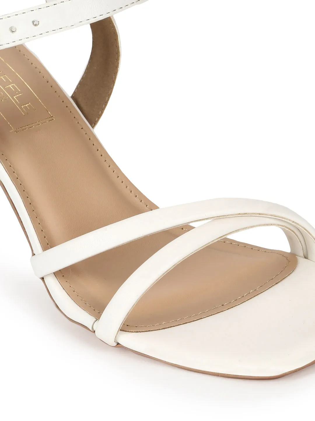 White PU High Ankle Strappy Stilettos (TP10173-WHT)