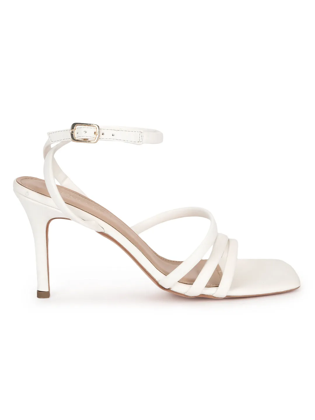 White PU Strappy Stilettos With High Ankle Strap (TP10171-WHT)