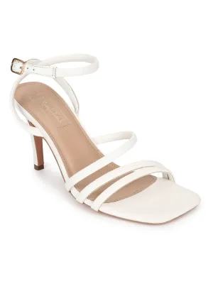 White PU Strappy Stilettos With High Ankle Strap (TP10171-WHT)