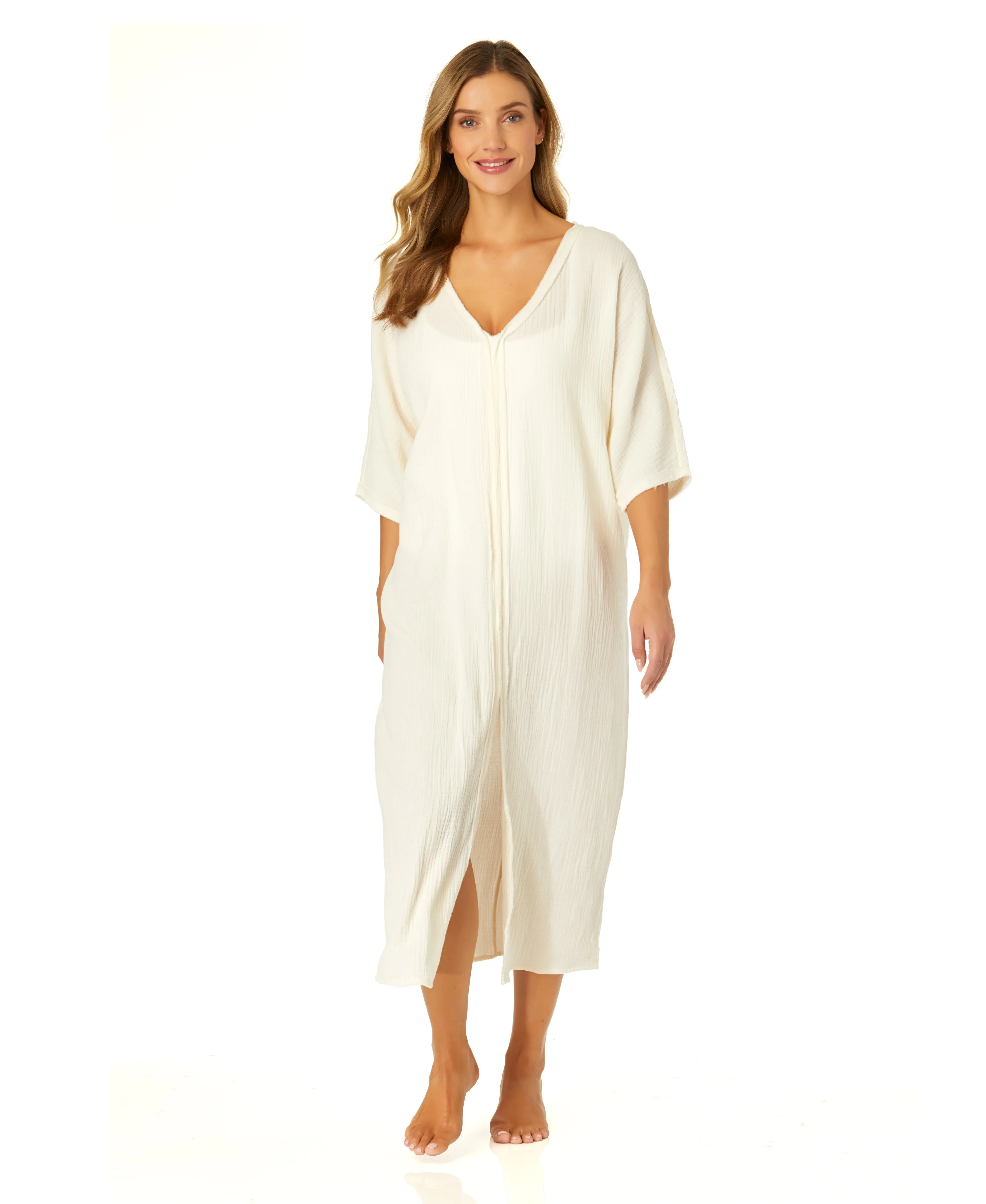 Women's Double V Neck Kaftan Cover Up